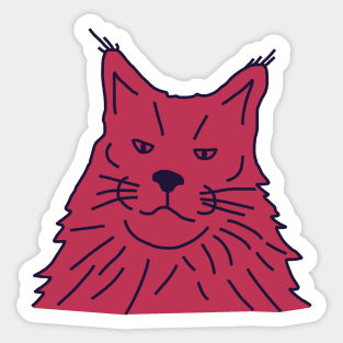 Viva Magenta Color of the Year 2023 Maine Coon Cat Portrait Sticker